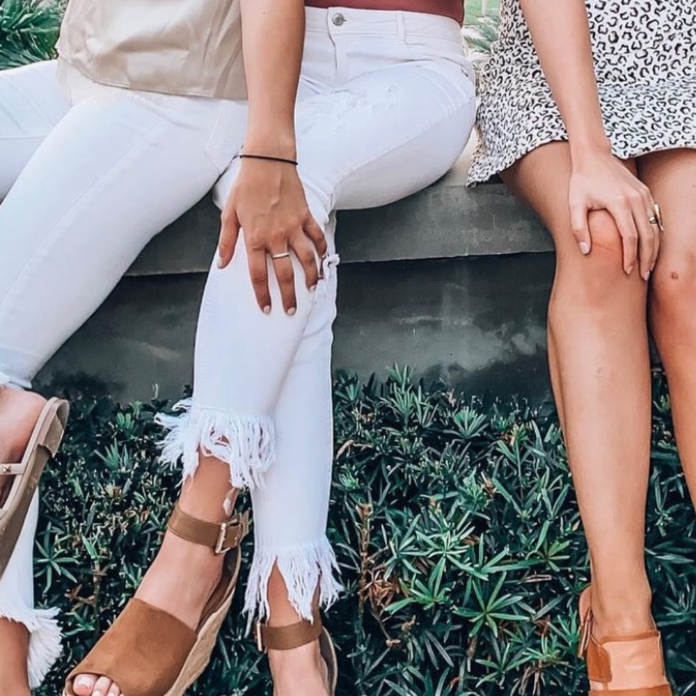 White Frayed Hem Zara Trafuluc Denim Jeans